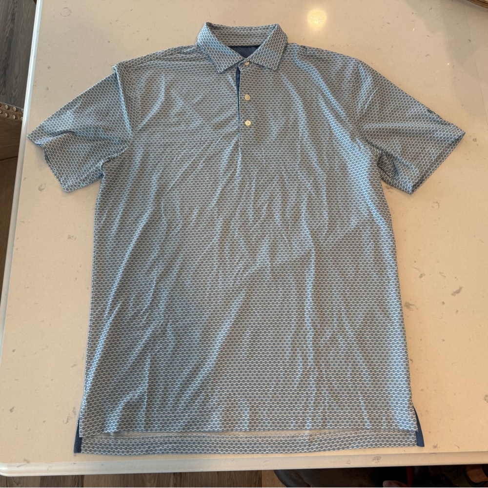 Johnnie O Men's Blue Patterned Golf Polo Shirt